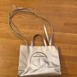 Telfar Silver Shopper Tote Bag